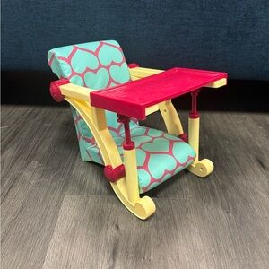 Blue Heart Chair with Trey for Dolls